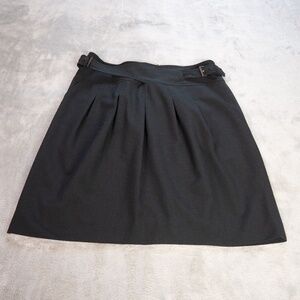 BCBGMAXAZRIA Womens 8 Black Double Buckle Front Pockets Pleated Mini Skirt